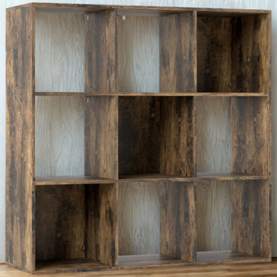 9 Cube Freestanding Storage Unit Bookcase Rustic