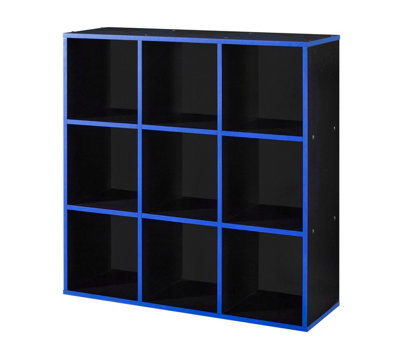 9 Cube Storage Bookcase Unit with Blue Detail