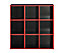 9 Cube Storage Bookcase Unit with Red Detail