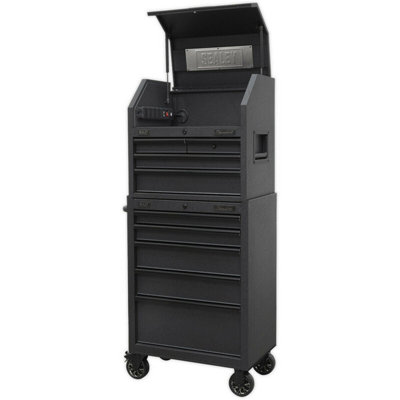 9 Drawer Black Tool Chest with Mobile Storage - 760 x 460 x 1620mm