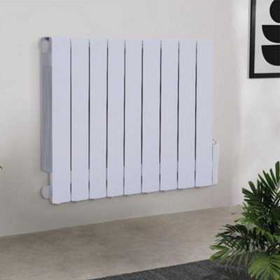 9 Fins 1500W White Electric Oil Filled Radiator Space Panel Heater with LED Screen W 770mm x H 575mm