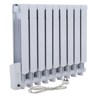 9 Fins 1500W White Electric Oil Filled Radiator Space Panel Heater with ...