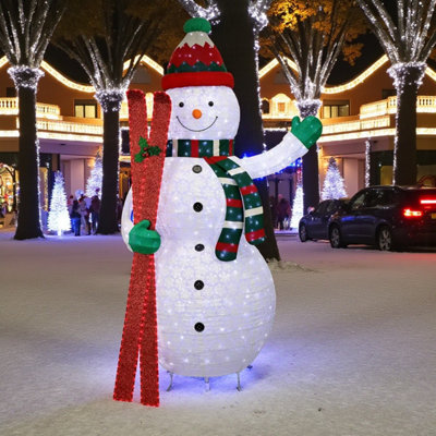 9 ft Light up Collapsible Ski Snowman