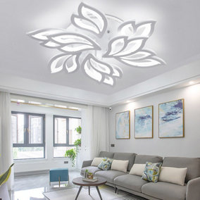 9 Head Petal Flower Shaped Acrylic LED Energy Efficient Semi Flush Ceiling Light Fixture Cool White