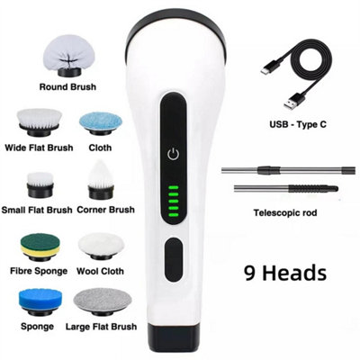 9 in 1 Electric Spin Scrubber Handheld Cleaning Brush Cordless Turbo ...