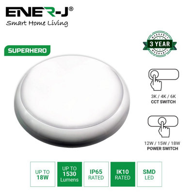 9 in 1 LED Bulkheads with Power Switchable (12W-18W-22W) and CCT Switchable & Built-in Microwave Sensor, 320mm, IP65 & IK10