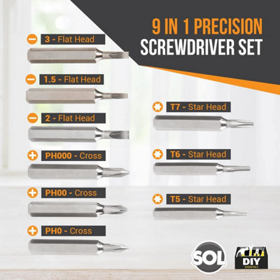 9-in-1 Mini Screwdriver Set for Glasses Tightening, Computer, Laptop, PC, Watch Screwdriver Set - Precision Screwdriver Set