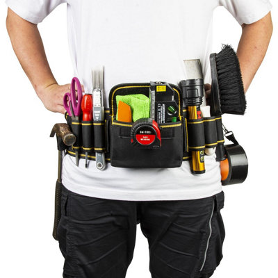 9-in-1 Tool Belt - Durable Multi Tool Holder with Loop Pockets, Pouch, Fabric & Clip Hook for DIY, Building, Gardening, Decorating