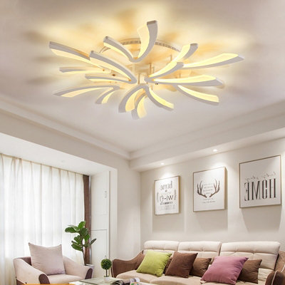 9 Lamp Unique V Shaped Acrylic LED Semi Flush Mount Ceiling Light Fixture Dimmable