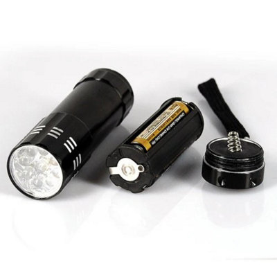 9 LED Aluminium Mini Torch Portable Battery Powered Flashlight for ...