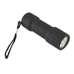 9 LED Black Torch Light Mini Flashlight Camping Hiking Rubber Case