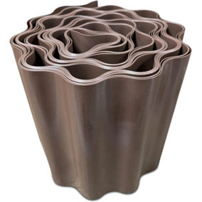 9 Metres Brown  Flexible Plastic Lawn Edging Durable, Weatherproof, and Frost-Resistant  15cm Height