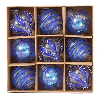 9 Pack Decorative Christmas baubles, shatterproof glitter for hanging ...