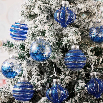 9 Pack Decorative Christmas baubles, shatterproof glitter for hanging ...