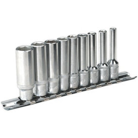 9 PACK DEEP Socket Set 1/4" Imperial Square Drive -6 Point WallDrive High Torque