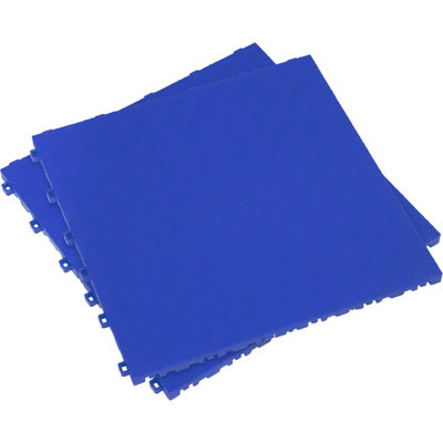 9 PACK Heavy Duty Floor Tile - PP Plastic - 400 x 400mm - Blue Treadplate