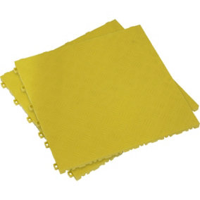 9 PACK Heavy Duty Floor Tile - PP Plastic - 400 x 400mm - Yellow Treadplate