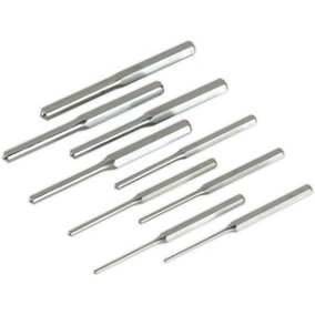 9 Pc Parallel Roll Pin Punch Set - Hardened & Tempered Steel Punches - Imperial