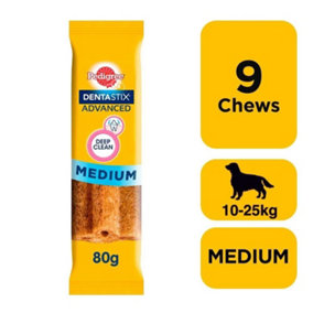 9 Pedigree Dentastix Advanced Medium Dog Dental Dog Treats Chews (9x80g)