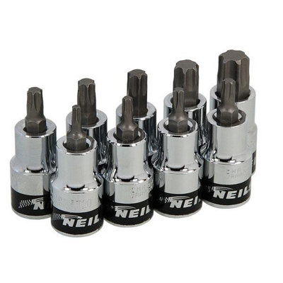 Bondhus Torx Bit Set – 9-teilig, TX8 Bis TX40, 15,2 Cm Lang, Mit Stecknüssen, ProHold-Technologie