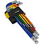 9 Piece Colour Coded Long Ball-End Hex Key Set - Imperial Sizing - Anti-Slip