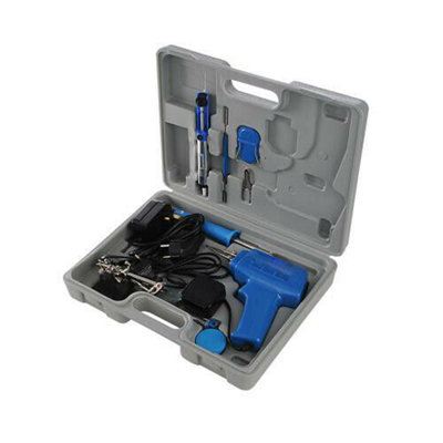 9 Piece Electric Soldering Kit 100W Gun 30W Iron Wire Stand Case Sucker