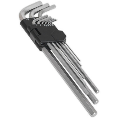 9 Piece ExtraLong Hex Key Set 92 235mm Length 1.5mm to 10mm Size
