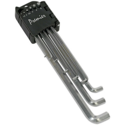 9 Piece Extra Long Stubby Element Hex Key Set - 90 to 230mm Length - 1. ...