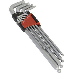 9 Piece Lock-On Ball-End Hex Key Set - Imperial Sizing - 88mm to 225mm Length