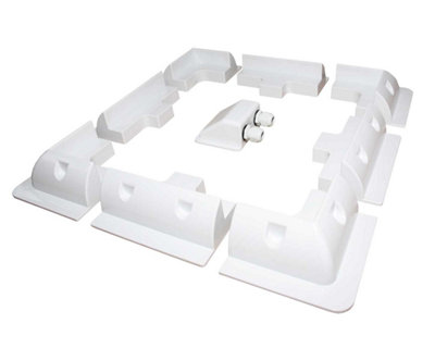 9 Pieces Large Set White Solar Panel Corner Mounting Brackets, Sides & Twin Cable Entry