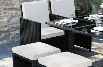 9 Pieces Rattan Garden Furniture Set with 1 Rattan Dining Table and 4 Rattan Chairs - 3