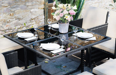 9 Pieces Rattan Garden Furniture Set with 1 Rattan Dining Table and 4 Rattan Chairs - 5