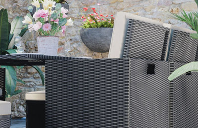 9 Pieces Rattan Garden Furniture Set with 1 Rattan Dining Table and 4 Rattan Chairs - 6