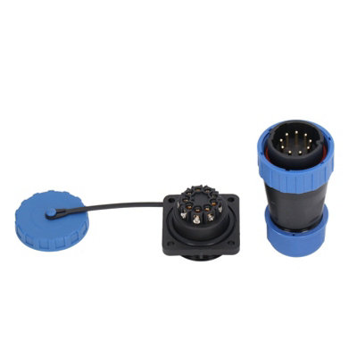 9-Pin Waterproof Plug Socket Connector,380V 45A,IP68,Weld-Free Aviation Power,1.8mm Contacts