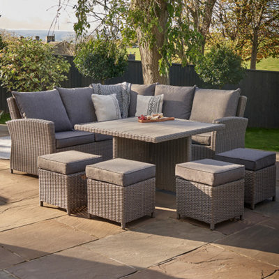 9 Seater Garden Corner Set Outdoor Rattan Furniture | DIY at B&Q