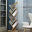 9 Shelf Brown Rustic Standing Tree Bookcase Wood Display Rack 400 x 1320 mm