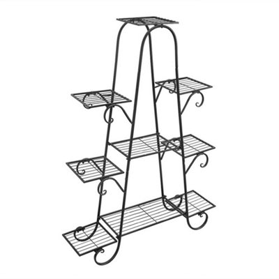 9 Tier Black Elegant Sturdy Metal Planter Rack for Indoor and Outdoor