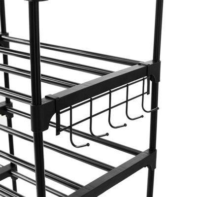 9-Tier Large Metal Open-Style Shoe Rack in Black, Assembly Required