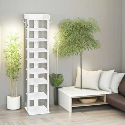 9 Tier Tall Shoe Rack Narrow White