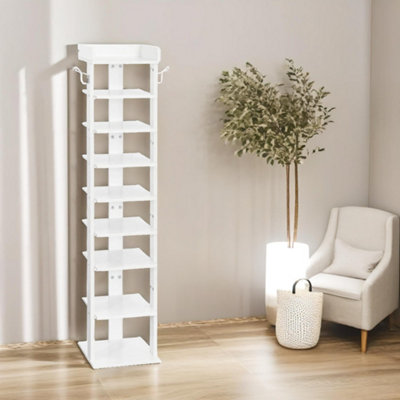 9 Tier Tall Shoe Rack Narrow White