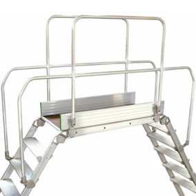 9 Tread Industrial Bridging Steps & Handle Crossover Ladder 0.9m x 0.5m Platform