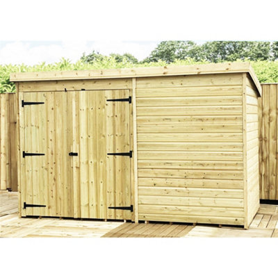 9 x 3 WINDOWLESS Garden Shed Pressure Treated T&G PENT Wooden Garden Shed + Double Doors (9' x 3' / 9ft x 3ft) (9x3)