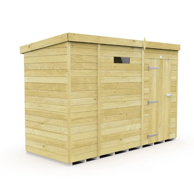 9 x 4 Feet Pent Security Shed - Single Door - Wood - L118 x W276 x H201 cm