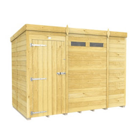 9 x 5 Feet Pent Security Shed - Single Door - Wood - L147 x W276 x H201 cm