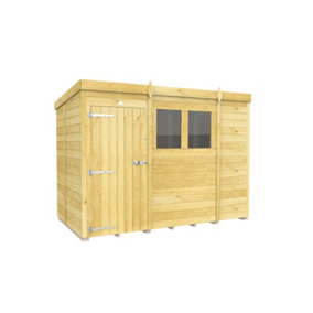 9 x 5 Feet Pent Shed - Single Door With Windows - Wood - L147 x W276 x H201 cm