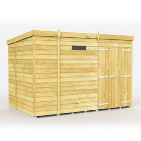 9 x 6 Feet Pent Security Shed - Double Door - Wood - L178 x W276 x H201 cm