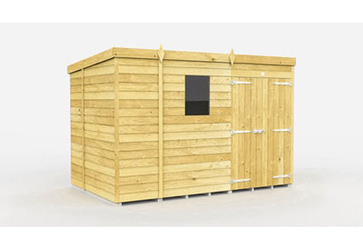 9 x 6 Feet Pent Shed - Double Door With Windows - Wood - L178 x W276 x H201 cm