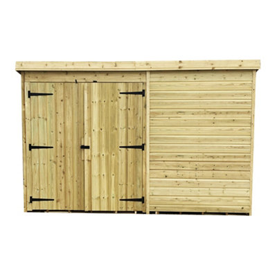 9 x 6 WINDOWLESS Garden Shed Pressure Treated T&G PENT Wooden Garden Shed + Double Doors (9' x 6' / 9ft x 6ft) (9x6)