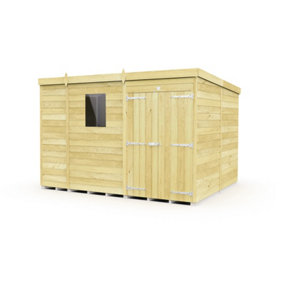 9 x 8 Feet Pent Shed - Double Door With Windows - Wood - L231 x W276 x H201 cm