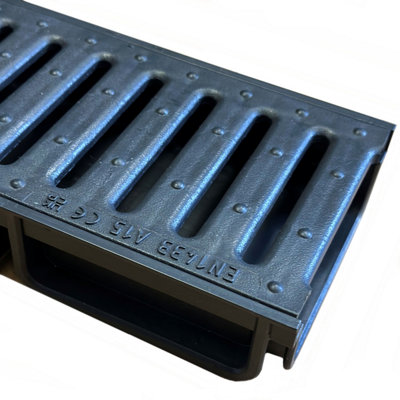 9 x Black Ultra Low Profile Shallow Flow Drain Plastic Grating 50mm ...